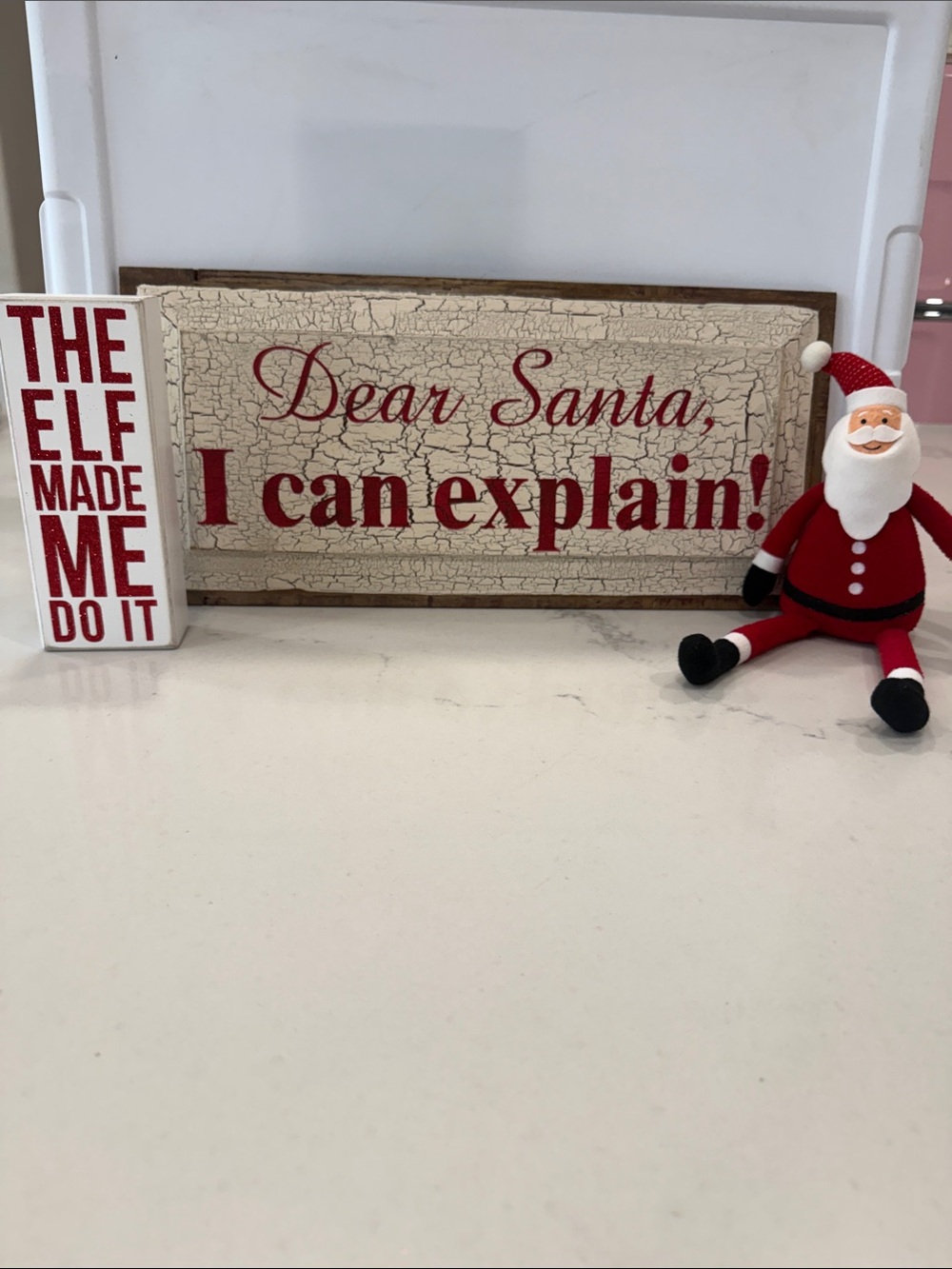 Holiday Sign - Dear Santa I Can Explain! - Red and Cream